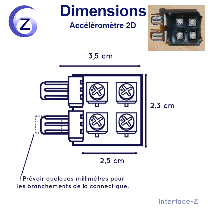Dimensions d'un accéléromètre 2D