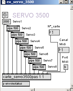 Test de pilotage des 8 servomoteurs de modélisme en 3500 pas de résolution.