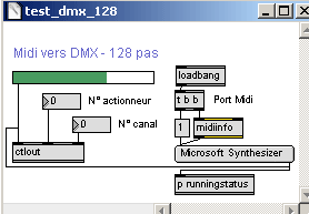 Patch Max permettant de gérer des actionneurs DMX.