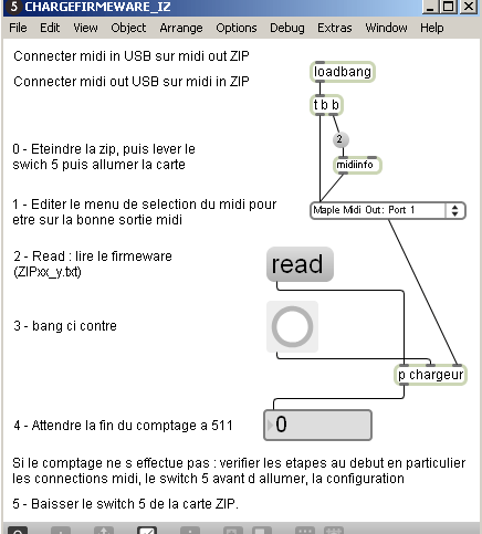 Chargement du firmware de la carte ZIP.