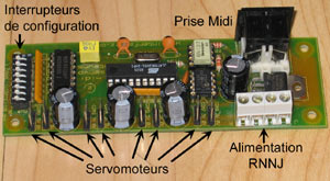 Carte de pilotage de 8 servomoteurs en Midi.