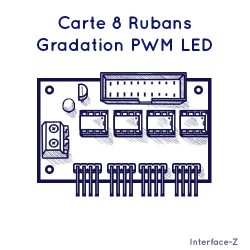 Carte Rubans 8 sorties - Gradation PWM LED - Cartes Interface-Z, électronique en art et événementiel