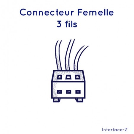 Connecteur femelle 3 fils 20 cm
