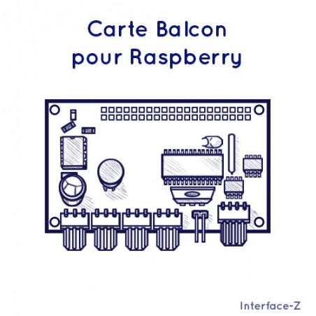 Carte Balcon Raspberry Pi 3 et 4 - 4 In capteurs 4 Out sorties PWM + intensité générale - Interface-Z