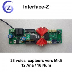 28 voies capteurs vers Midi 12 Ana / 16 Num - Cartes Interface-Z, électronique en art et événementiel