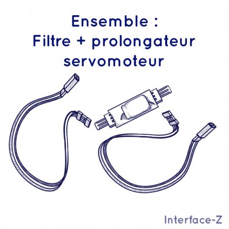 Un filtre associé à des câbles pour servomoteurs.