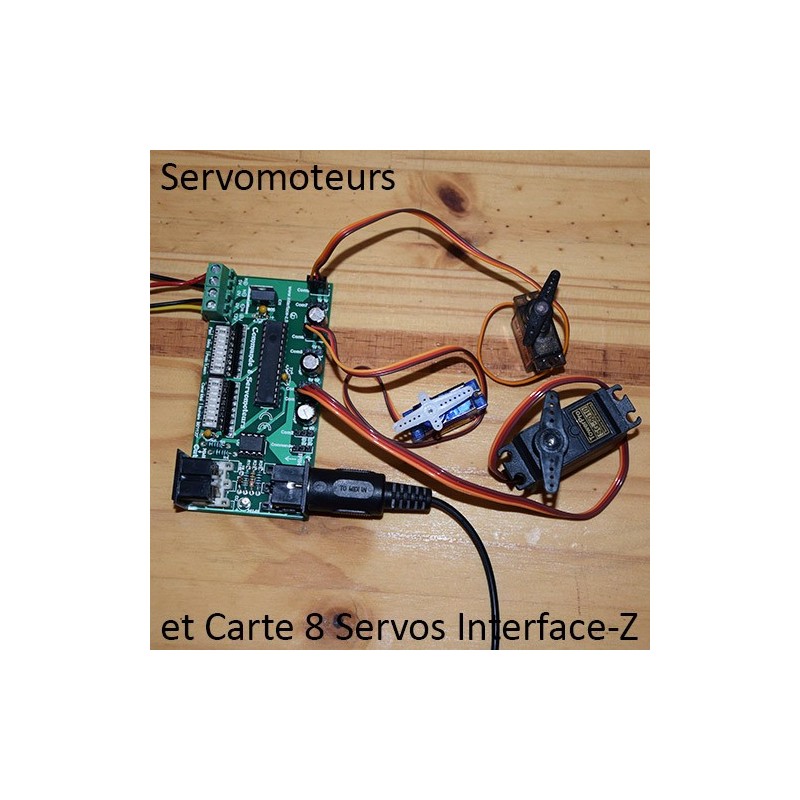 Servomoteurs sur carte 8 Servos Midi Interface-Z, avec mini-servos