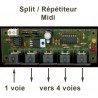 Splitter 1 entrée Midi répétée vers 4 sorties