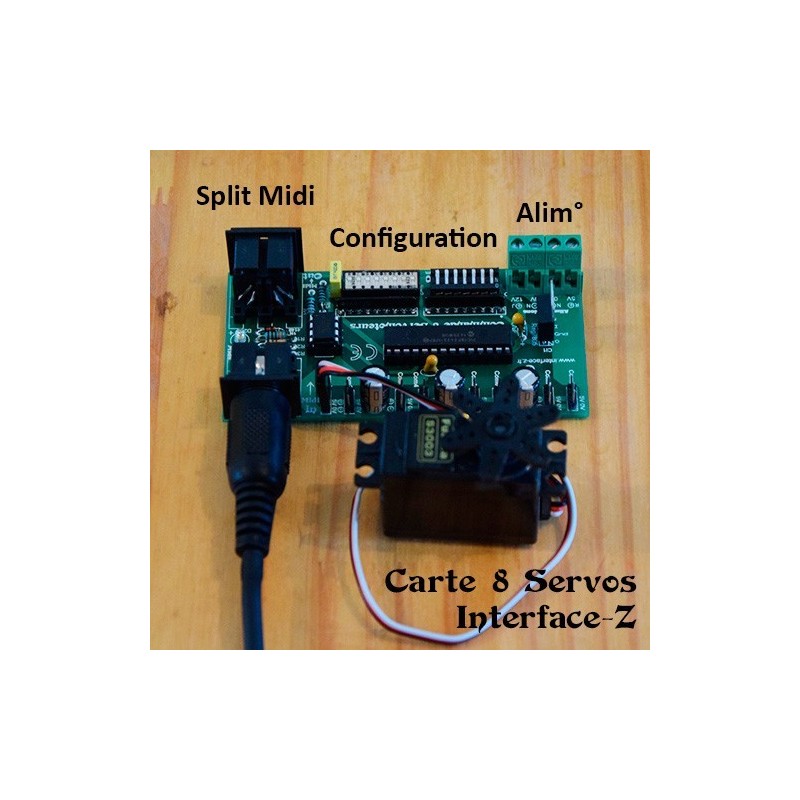 Carte 8 Servos 128 / 3500 pas Midi + servomoteur standard