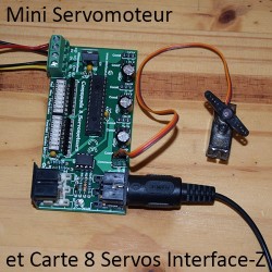 Mini Servomoteur métal : branchement sur carte 8 Servos Midi Inteface-Z